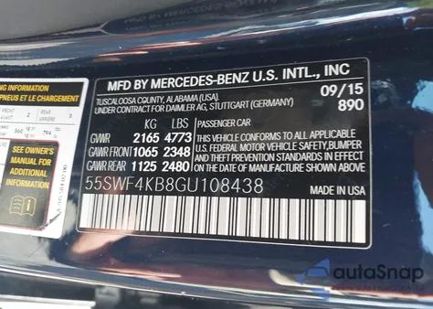 2016 Mercedes-Benz C 300 4Matic from USA, damaged, VIN 55SWF4KB8GU108438